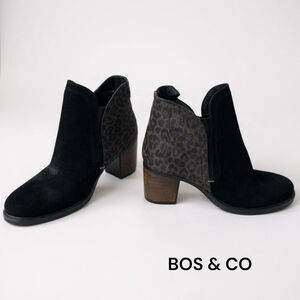 BOS & CO Ankle Boots & Booties Black Gray Leopard Print Size 39-9
